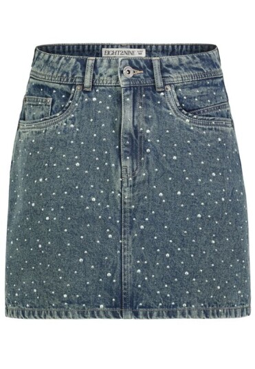 Eight2Nine Kort skjørt DENIM SKIRT WITH STUDS AT FRONT XS til L Damer blå Eight2Nine Kort skjørt DENIM SKIRT WITH STUDS AT FRONT XS til L Damer blå