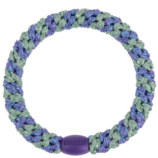 KKNEKKI Glitter Hårstrikk | 21 Varianter Purple Green Glitter Stripe KKNEKKI Glitter Hårstrikk | 21 Varianter Purple Green Glitter Stripe