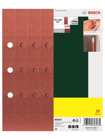 Bosch 25 delers Slipepapirsett Til Plansliper Korning 240 G= 240