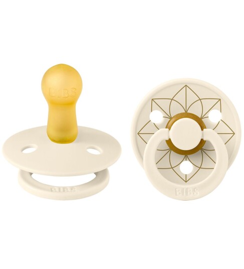 BIBS Colour Smokker - Str. 2 - Rund - 2-pack - Ivory/Gold - BIBS - 6-18 md - Smokk - Hvit - 62-86