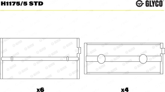Veivaksellager GLYCO H1175/5 STD