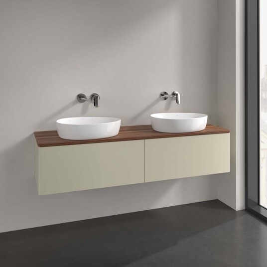 Villeroy & Boch Antao Servantskap med 2 skuffer 160x50x36 cm m/lys Grå Matt/Valnøtt