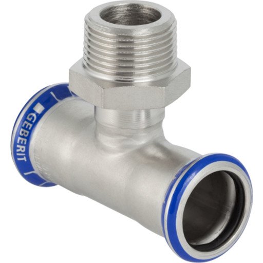 Geberit Mapress Rustfritt Stål T-Stykke 22mm med Hanthread 3/4"