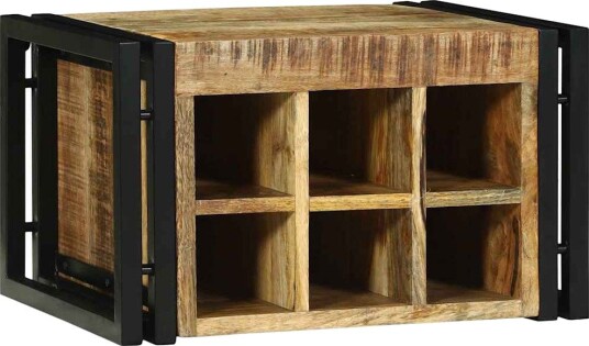 vidaXL Vinhylle Brun og svart 46 x 35 x 27.5 cm Massivt mangotre