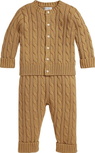 Polo Ralph Lauren Sett Cardigan/Bukser Strikk Classic+ Cam Polo Ralph Lauren 68 Cardigan Brun 62