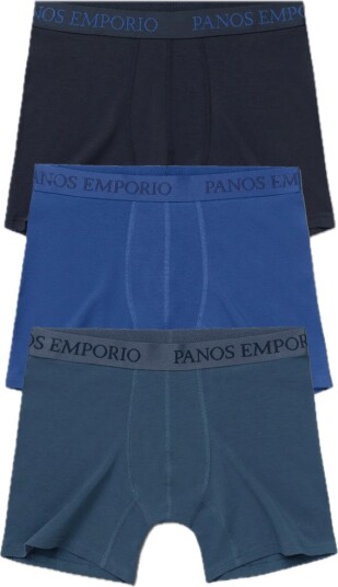 Panos Emporio 3pk Base Bamboo Boxer Blue Quartz/bering Sea/navy L