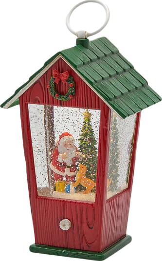 Spilledåse hus med LED-lys 22×13×10 cm rød