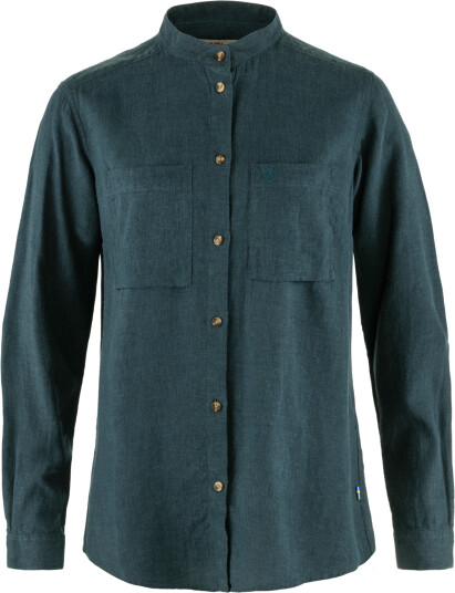 Fjellreven Women's Övik Hemp Shirt Long Sleeve Mountain Blue M