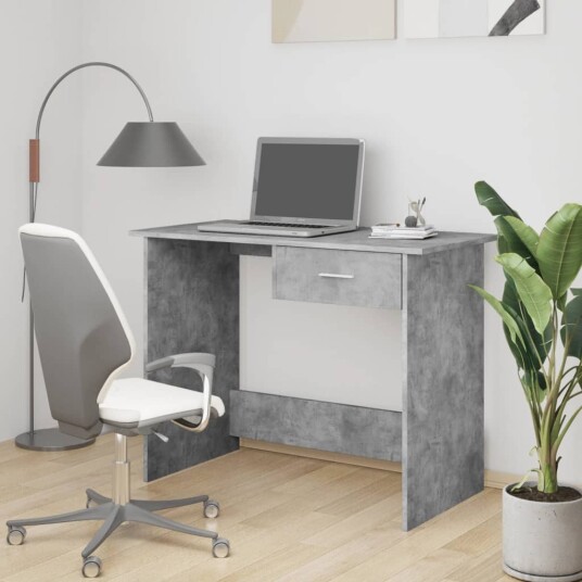 vidaXL Skrivebord betonggrå 100x50x76 cm sponplate