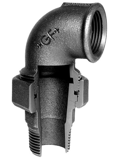 +GF+ angle union 90 black 1"" socket nipple +GF+ angle union 90 black 1"" socket nipple