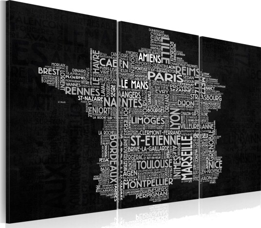 Bilde Text Map Of France Triptych 120x80 Artgeist sp. z o. o.