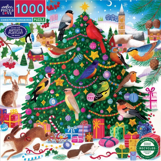 eeBoo Puslespill   1000 Brikker   Christmas Songbirds