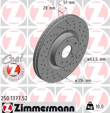 Bremseskive ZIMMERMANN 250.1377.52