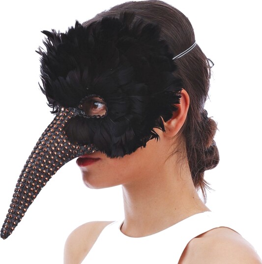 Ptit Clown Maske Ravnemed Fjær Deluxe One size 23374