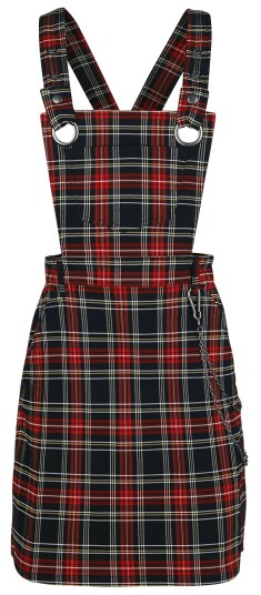Hell Bunny Goth Middellang kjole Clash Pinafore Kjole XS til XL Damer svart-rød