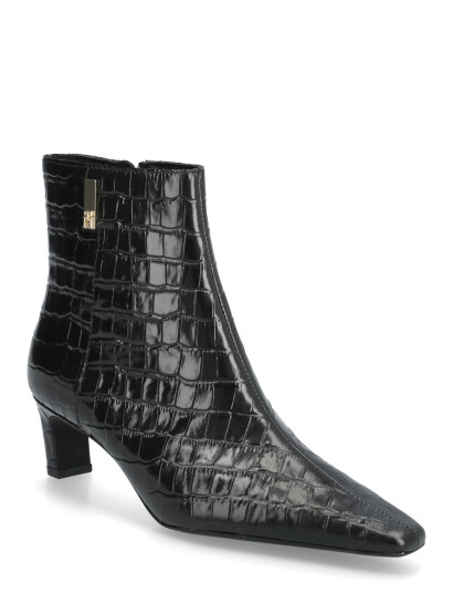 Tommy Hilfiger Th Square Toe Croc Kitten Bootie - Black - 36