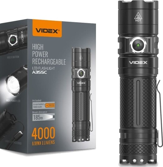 Videx LED bærbar lommelykt - 5000K, lysstyrke: 4000 - Kulør : Nøytral Videx LED bærbar lommelykt - 5000K, lysstyrke: 4000 - Kulør : Nøytral