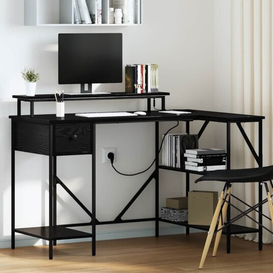 Skrivebord Svart eik 120 x 79 x 86.5 cm Konstruert tre Skrivebord Svart eik 120 x 79 x 86.5 cm Konstruert tre