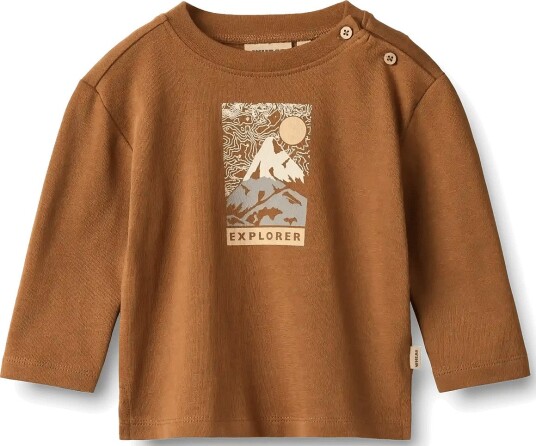 Wheat T Shirt L/S Ebbe Print WARM HAZEL 86