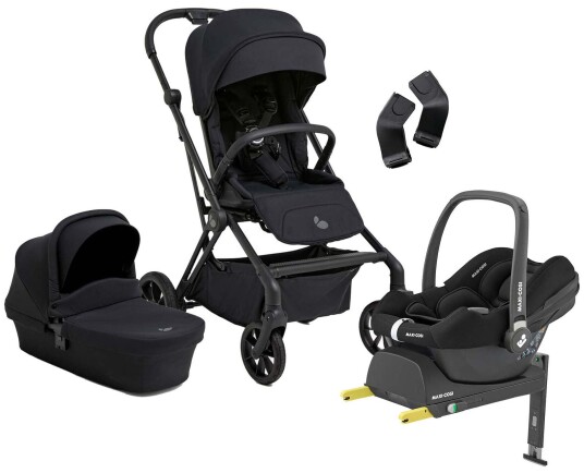 Beemoo Pro Twist Duovogn inkl. Maxi-Cosi CabrioFix Babybilstol &  Base Coffee Black/Essential Black