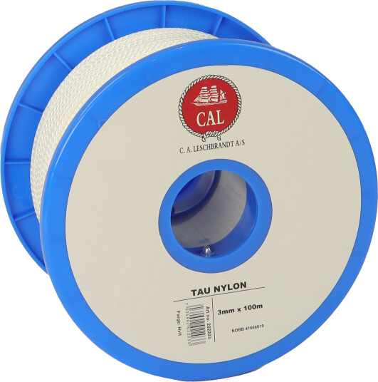 Tau Flettet Nylon - Hvit - 3 mm - 100m - Spole