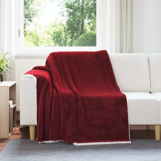 vidaXL Kastteppe Bordeaux Rød 150 x 200 cm Fleece