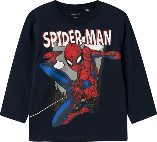 name it Nmmjuice Spider Nreg Ls Top Noos Mar Blue 122-128