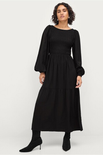 Ellos Collection Lang smock kjole Svart Ellos Collection Lang smock kjole Svart