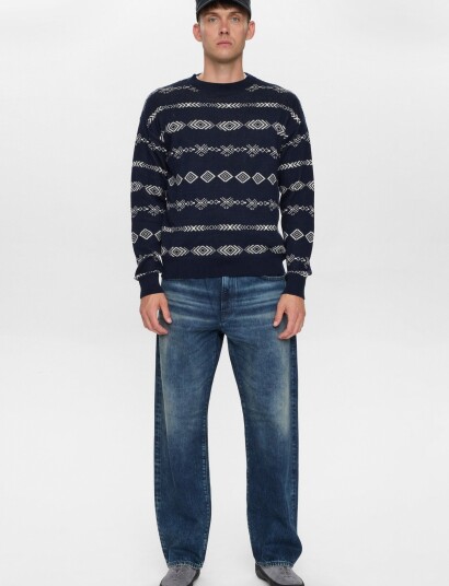 Anerkjendt Aksinus Jacq Cot/Silk Knit Navy M Anerkjendt Aksinus Jacq Cot/Silk Knit Navy M