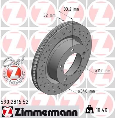 Bremseskive ZIMMERMANN 590.2816.52