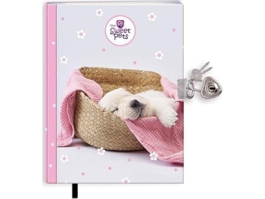 The Sweet Pets Dog Diary med bokmerke og hengelås