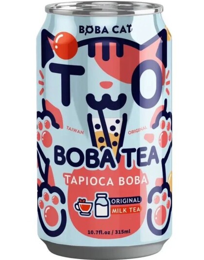 Boba Cat Original Milk Tea Popping Bubble/Boba Tea 315 ml Taiwan