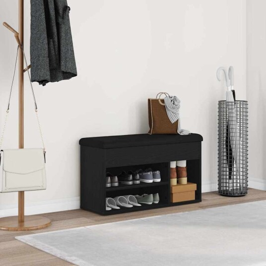 Oppbevaringsbenk Sort Eik 80x30x45 cm Ingeniørtre Oppbevaringsbenk Sort Eik 80x30x45 cm Ingeniørtre