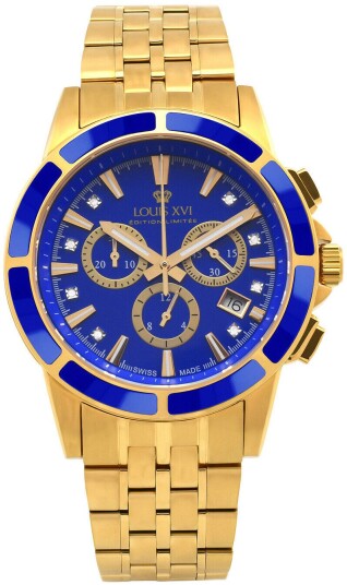 Louis XVI Herreklokke LXVI1105 Majesty Blå/Gulltonet stål Ø43 mm