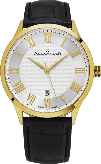 Alexander Herreklokke A103 03 Statesman Sølvfarget/Lær Ø42 mm Alexander Herreklokke A103 03 Statesman Sølvfarget/Lær Ø42 mm