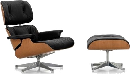 Vitra Eames Lenestol med Ottomansk Kirsebær/66 Nero/ Aluminium Vitra Eames Lenestol med Ottomansk Kirsebær/66 Nero/ Aluminium