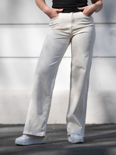 Only Madison Blush High Waist Wide Denim Beige M/34