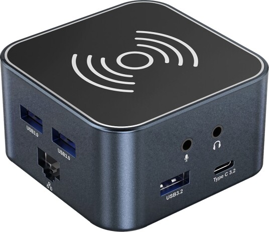 Wozinsky WHBC09Y8S 12-i-1 Dokkingstasjon Trådløs lading HDMI 15 cm kabel Grå