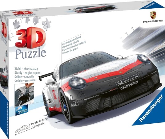 Ravensburger Puslespill 136 Brikker 3D Porsche GT3 Cup Ravensburger OneSize Puslespill