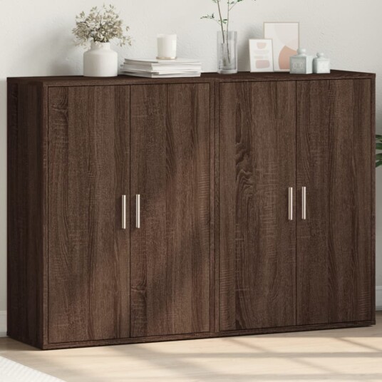 Skjenker 2 stk brun eik 60x31x84 cm konstruert tre
