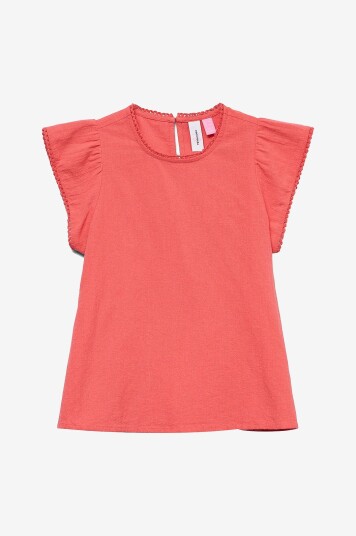 Vero Moda Girl Topp vmPretty SS Top Wvn GA Girl Rød