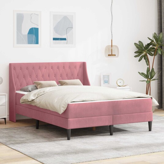 vidaXL Sengeramme med madrass med madrass Rosa 120 x 200 cm Fløyel vidaXL Sengeramme med madrass med madrass Rosa 120 x 200 cm Fløyel