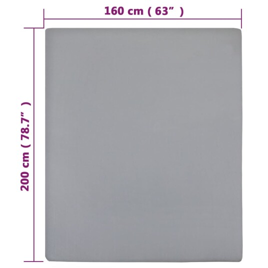 vidaXL Jerseylaken 2 stk grå 160x200 cm bomull
