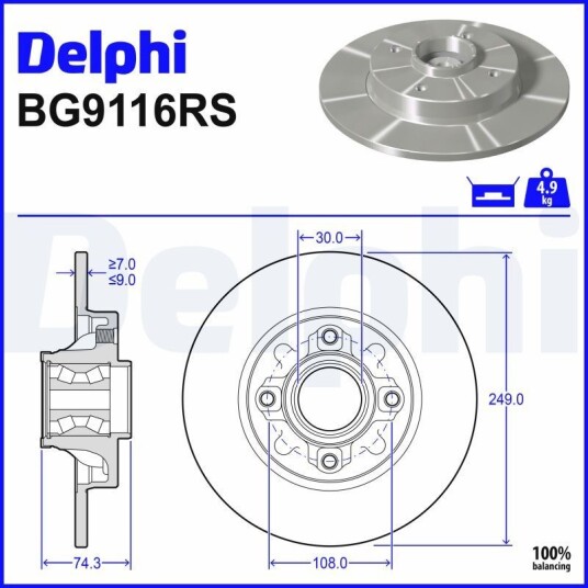Bremseskive DELPHI BG9116RS
