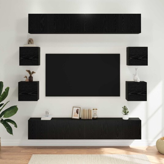  TV benksett 10 pcs 180 x 30 x 30 cm Svart eik Konstruert tre
