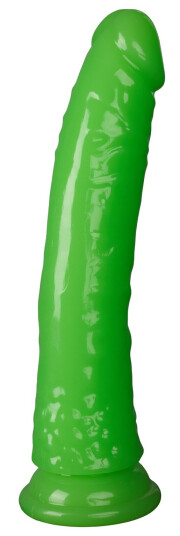 Realrock Glow in the Dark Slim Dildo med Sugekopp 16 cm - Grønn - Grønn