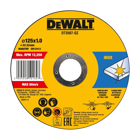 Dewalt Kappeskive 125mm Inox Rustfritt Stål - 10 stk