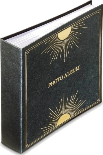 Hama Mystic Sun memo-fotoalbum – 200 bilder 10 x 15 cm, 100 hvite sider – svart/gull