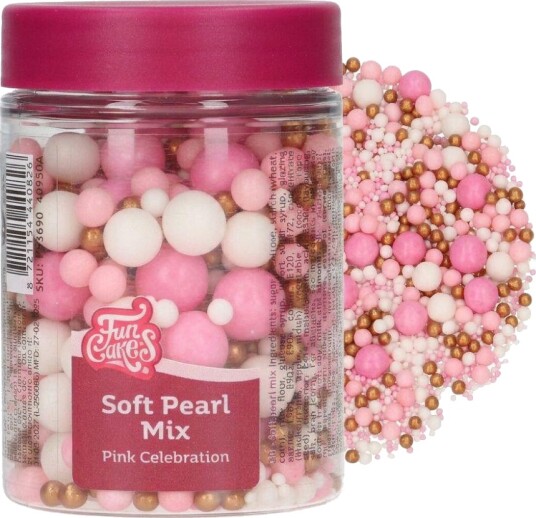 Funcakes Kakestrøssel Pink Celebration Myke Perler i Rosa Gull Og Hvit 80g| Slikkepott.No Funcakes Kakestrøssel Pink Celebration Myke Perler i Rosa Gull Og Hvit 80g| Slikkepott.No