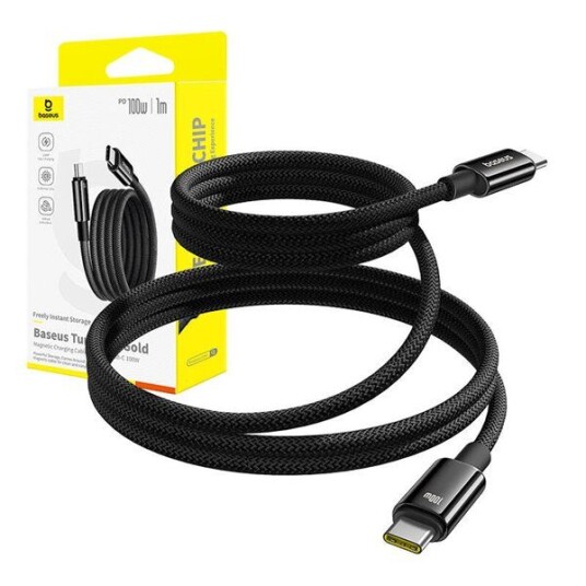Baseus Tungsten selvorganiserende magnetisk 100W PD USB-C kabel - 1m Baseus Tungsten selvorganiserende magnetisk 100W PD USB-C kabel - 1m